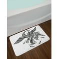 thumbnail image 2 of Phoenix Bath Mat, Boho Style Bird with Ornamental Folk Pattern, Plush Bathroom Decor Mat with Non Slip Backing, 29.5" X 17.5", Black Grey White, by Ambesonne, 2 of 2