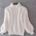 thumbnail image 2 of UJNDER Winter Sweater for Women Loose Warm Pullover Knitted Crew Neck White One Size, 2 of 3