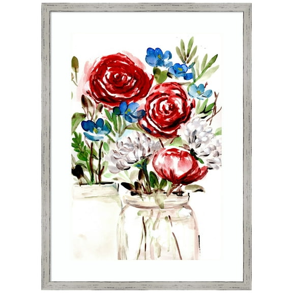 Amanti Art Proud to be an American Bouquet I Wood Framed Wall Art Print