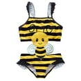 thumbnail image 4 of Traje de baño para niños traje de baño para niñas de una pieza con tirantes de dibujos animados Idea de rayas bordadas dulce, 4 of 5