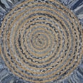 thumbnail image 2 of Desert Fields and Evette Rios Cora 3'6" Round Denim Blue Cotton and Jute Striped Fringe Indoor Area Rug, 2 of 7