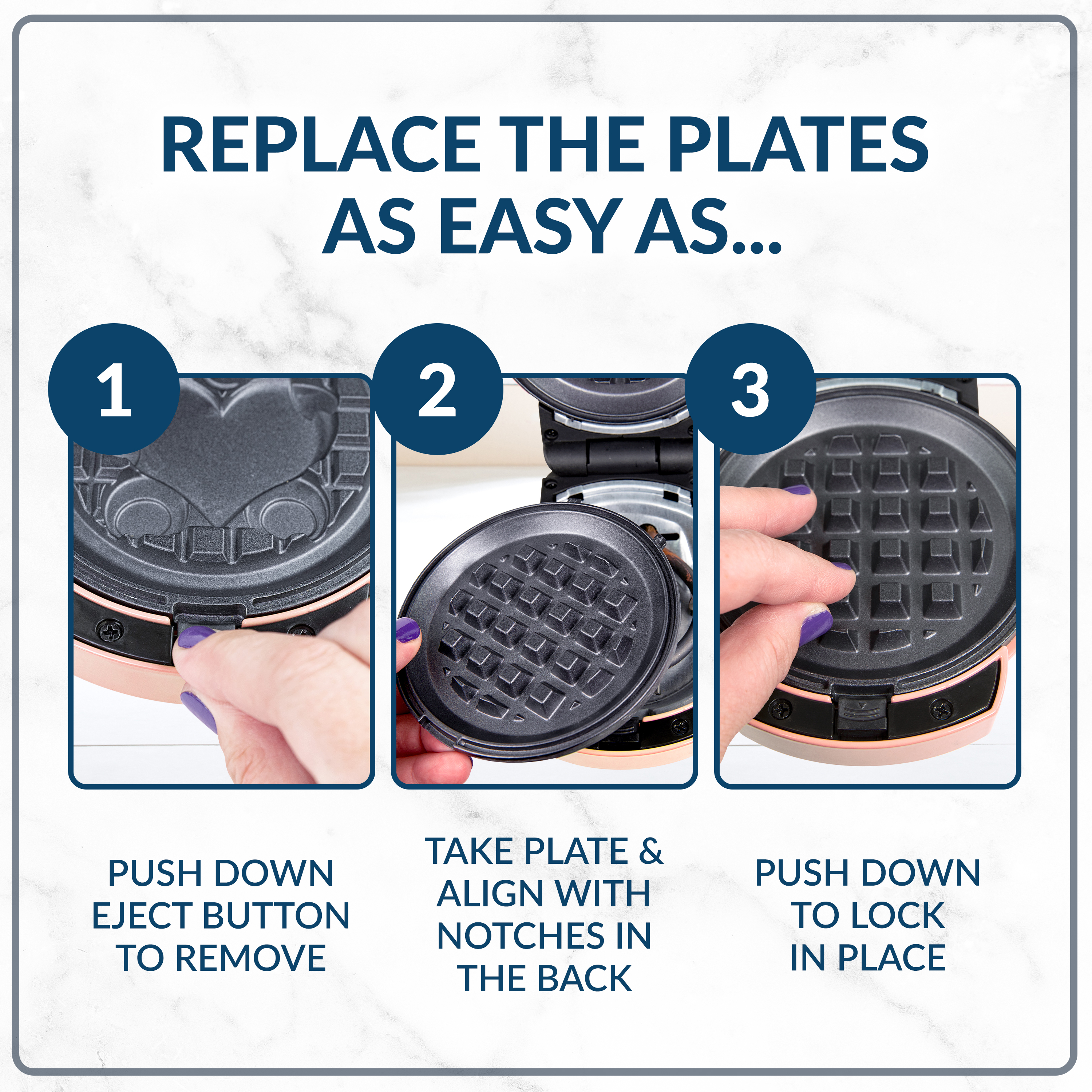 MyMini 5-Plate Waffle Maker with Interchangeable Plates, Peach photo 4