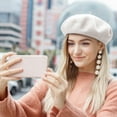thumbnail image 3 of Women Wool Beret Hat French Style Solid Color, 3 of 6