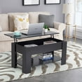 thumbnail image 2 of FDW Table Basse à Plateau Relevable avec Compartiment Caché et Tablette de Rangement, Noir, 2 of 8