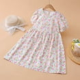 thumbnail image 5 of Bxsruta Girls Casual A Line Dress Short Sleeve Breathable Cotton Summer Dress for Kids Loose Fit Puff Sleeve Round Neck Pull on Dress for School Play Daily Wear Ages 5-15, 5 of 6