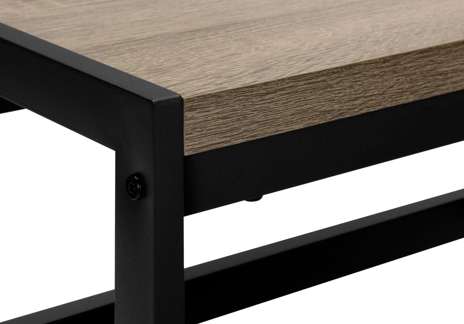 Monarch Specialties  Escabeau, Tabouret À Une Marche, Chambre À Coucher, Cuisine, Métal Noir, Stratifié Taupe Foncé, Contemporain