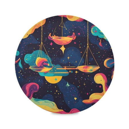 

WOBOGO Color Balance Round Placemats Set of 1 Heat Resistant Washable Kitchen Table Decorations 15.4in