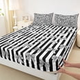 thumbnail image 3 of Feelyou Cartoon Bowknot Queen Sheet Sets, Black Stripes Lines Bed Set, 4-Piece, 3 of 7