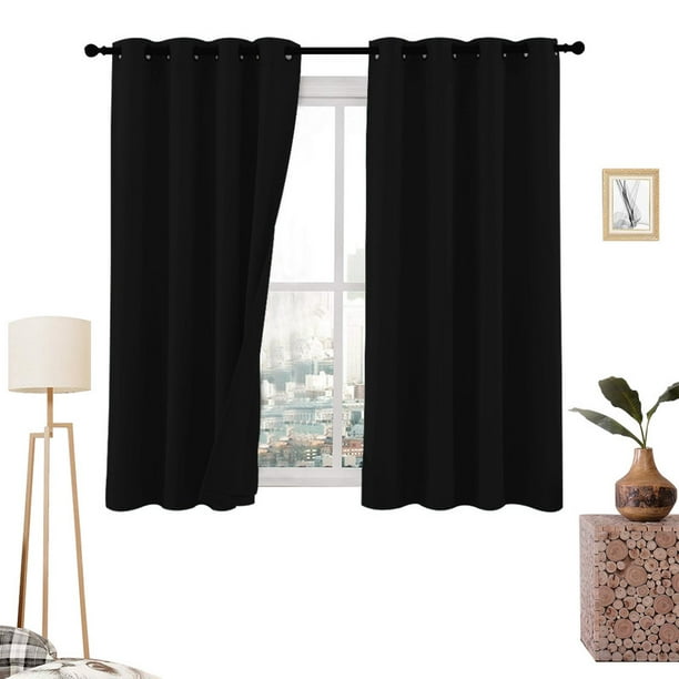 Cortinas Blackout 275cm Ancho X 160cm Alto - En 2 Páneles (Negro)