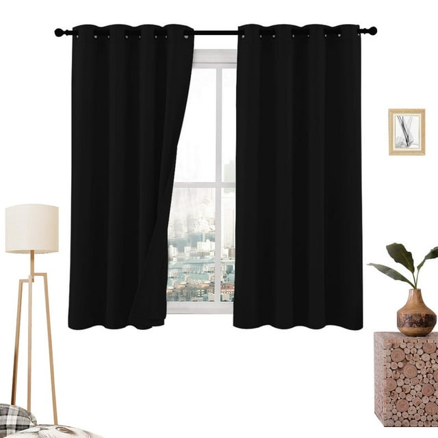 Cortinas Blackout 275cm Ancho X 160cm Alto - En 2 Páneles (Negro)