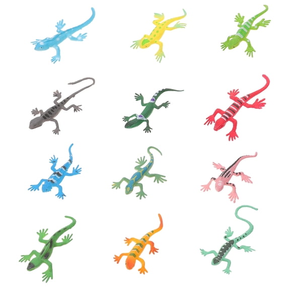 BESTYASH 12Pcs Realistic Lizard Model Set Assorted Colors Reptile Figurines for Kids Play and Educational Collection