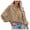 Khaki, variant on Womens Shirts Blouse Lapel V Neck Long Sleeve Olive Green Crop Blouse Lightweight Breathable Loose Fit Casual Going Out Top