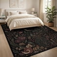 thumbnail image 3 of ODIKA 8'x10' Washable Area Rug Black Enchanted Garden Nighttime Botanicals Intricate Floral and Celestial Motifs for Dining Room, Large Office, Lounge, Non-Slip Chair-Friendly Mat, 3 of 7
