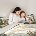 thumbnail image 4 of Castle Fairy Vintage Oil Paint Spotted Deer Twin Comforter Sets 2pcs,Pine Cone Fringe Mountain Bedding Set,Olive Brown Cream,Grey Reversible,1 Comforter and 1 Pillowcase, 4 of 6