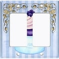 thumbnail image 6 of Metal Light Switch Plate Cover Purple Luxury Cupcake Striped Wallpaper Blue CAK051, 6 of 13