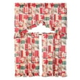 thumbnail image 2 of Kashi Home 3 Piece Christmas Decorative Kitchen Curtain Set, Ruffled Swag Valance & Tiers, Holiday Window Decor (Red Poinsettia), 2 of 4