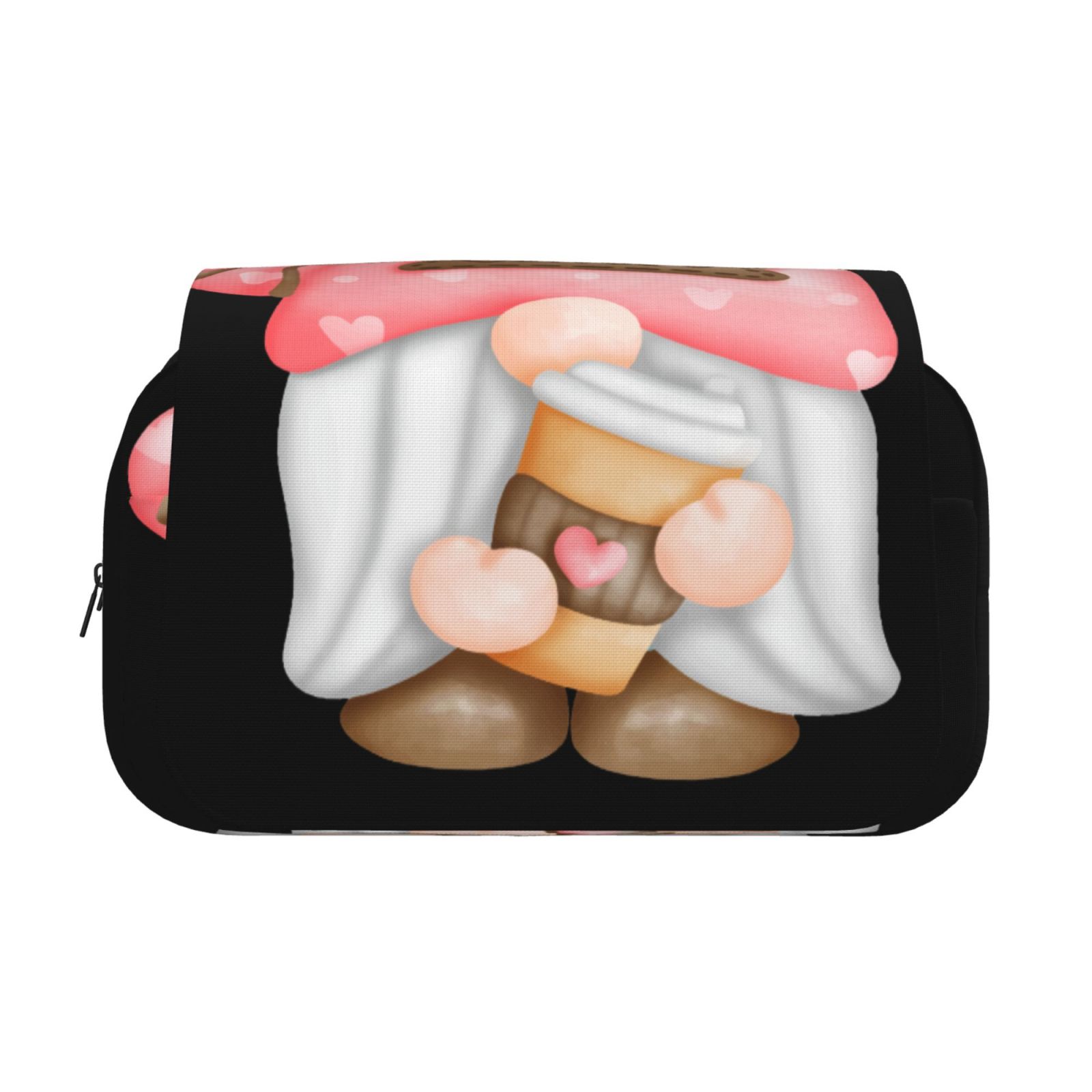Rateoe Coffee Gnome (1) Pattern Double Clamshell Pen Case, Storage Organizer with Two Zipper Compartments– Holds Up to 50 Pencils & Pens
