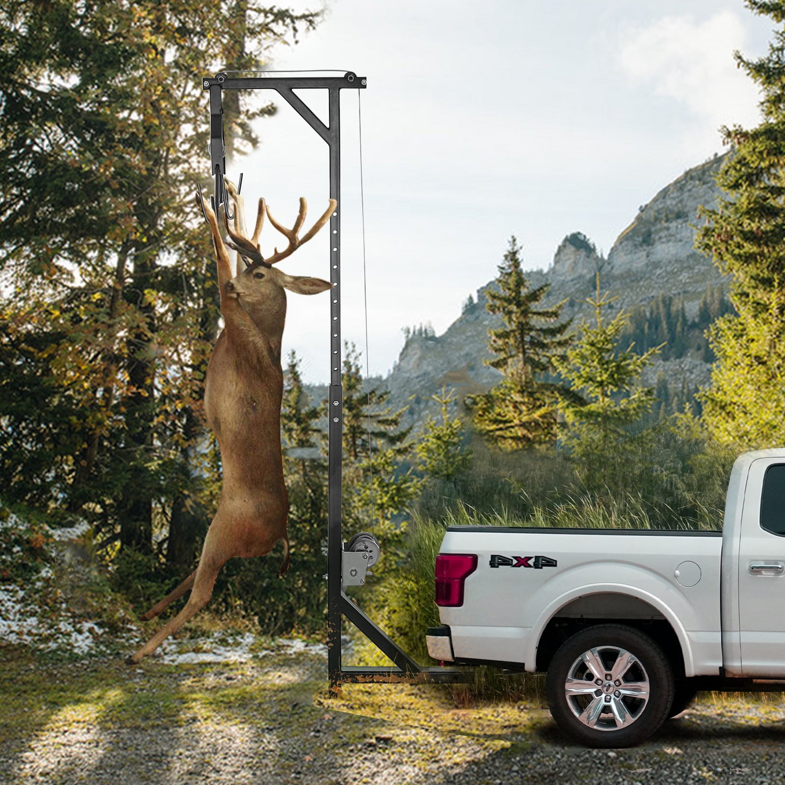 BENTISM Hitch Mounted Deer Hoist 400lbs, Capacity Hitch Game Hoist 2'', Truck Hitch Deer Hoist