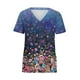 thumbnail image 4 of ICHUANYI Clearance Women Short Sleeve V-neck Tops Uniform Printed Pockets Blouse Nursing(Multicolor, XXL) ICHUANYI WER2023080910070, 4 of 5