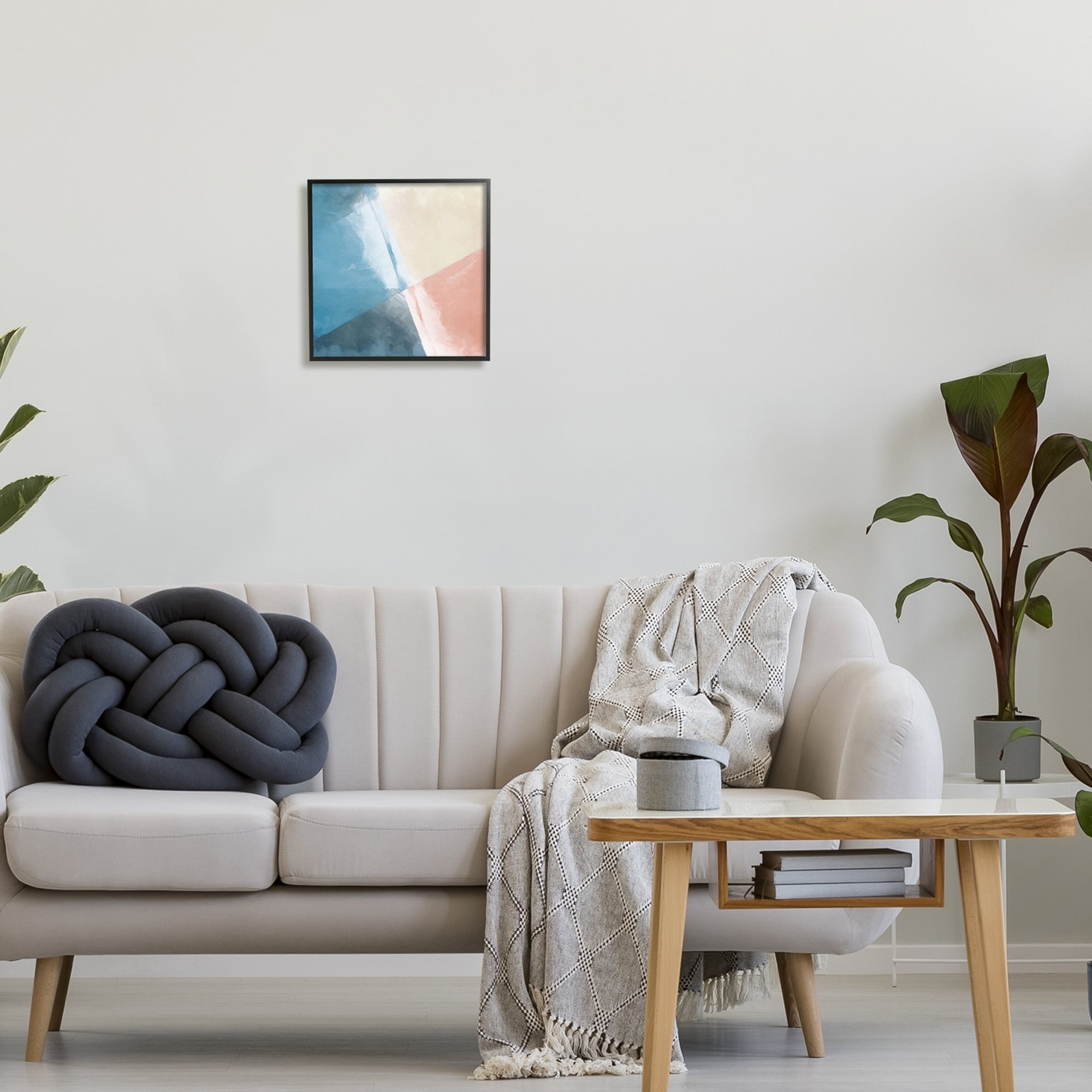 Stupell Industries Modern Angled Shapes Pale Pink Blue Design Painting White Framed Art Print Wall Art, Design by Graffitee Studios