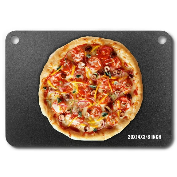 KFFKFF Pizza Metal, 20" x 14" x 3/8" Pizza Metal Sheet for Oven, Carbon Steel Pizza Cooking Slab Pre-Treated, High Conductivity Pizza Baking Pan, Durable Anti-Rust Pizza Tray