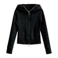 thumbnail image 4 of Women's Zip Up Hoodie Cropped Sweatshirt Y2K Tops Fall Outfits 2025 Trendy Casual Jackets,Color:Black,Size:M, 4 of 9