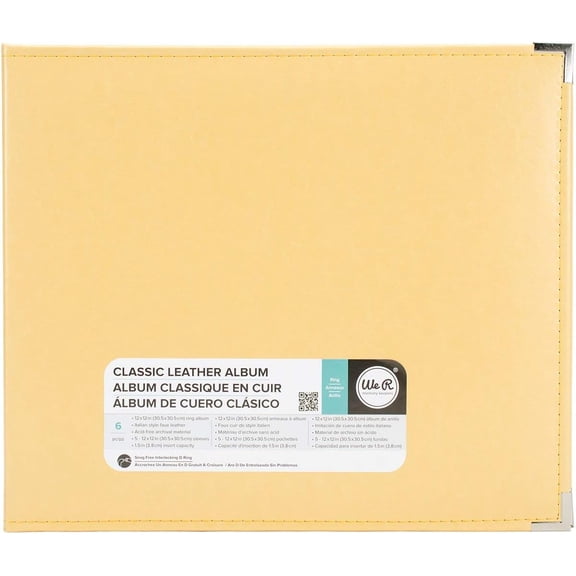 Scrapbook Classic Leather 3 Ring Album Yellow 12X12