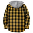 thumbnail image 4 of Classic Plaid Jacket Hoodie, Button Up Flannel Shirt Jackets for Men with Hood, Long Sleeve Hooded Plaid Shackets (Large, Yellow), 4 of 4