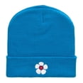 thumbnail image 5 of Korean Hibiscus Embroidered 12 Inch Long Knitted Beanie - Aqua OSFM, 5 of 5