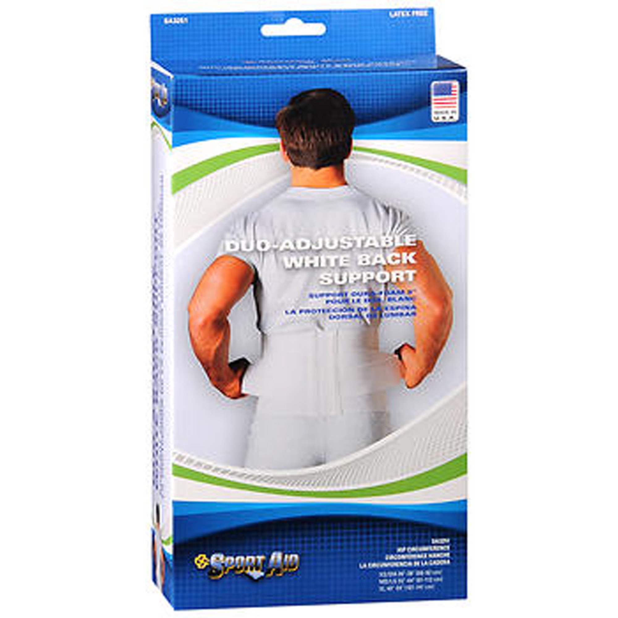 Sport Aid Duo-Adjustable Back Support, Medium & Large, White