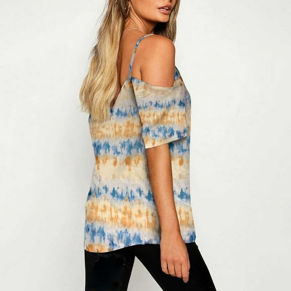 Womens Clothes Clearance under $5.00 Clothing Women's Fashion Casual Gradient Summer Short Sleeves Sexy T-shirt Tops