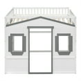thumbnail image 4 of Full Size House Loft Bed Frame, Wooden House Shaped Bed Frame with Ladder, Windows and Safety Guardrails, Playhouse Loft Bed Frame for Bedroom Guest Room Dorm Apartment, White+Gray Frame, 4 of 7
