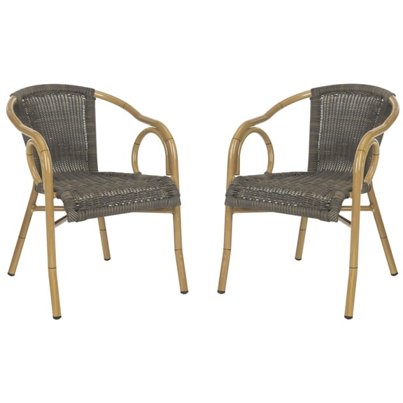 Safavieh Dagny Outdoor Stacking Rattan Arm Chair, Set of 2
