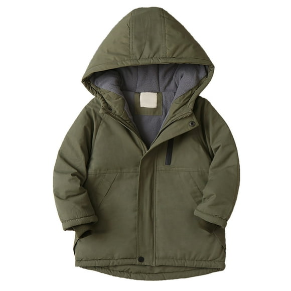 Kids Boys Girls Winter Thicken Coat Solid Hooded Jacket Toddler Windproof Thick Warm Outwear Winter Jacket