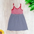 thumbnail image 3 of Kidsy Toddler Baby Girls Nautical Striped Peruvian Cotton Dress – Strappy, Loose-Fit, Long Skirt, Whte/Crimson/Midnight, 6, 3 of 11