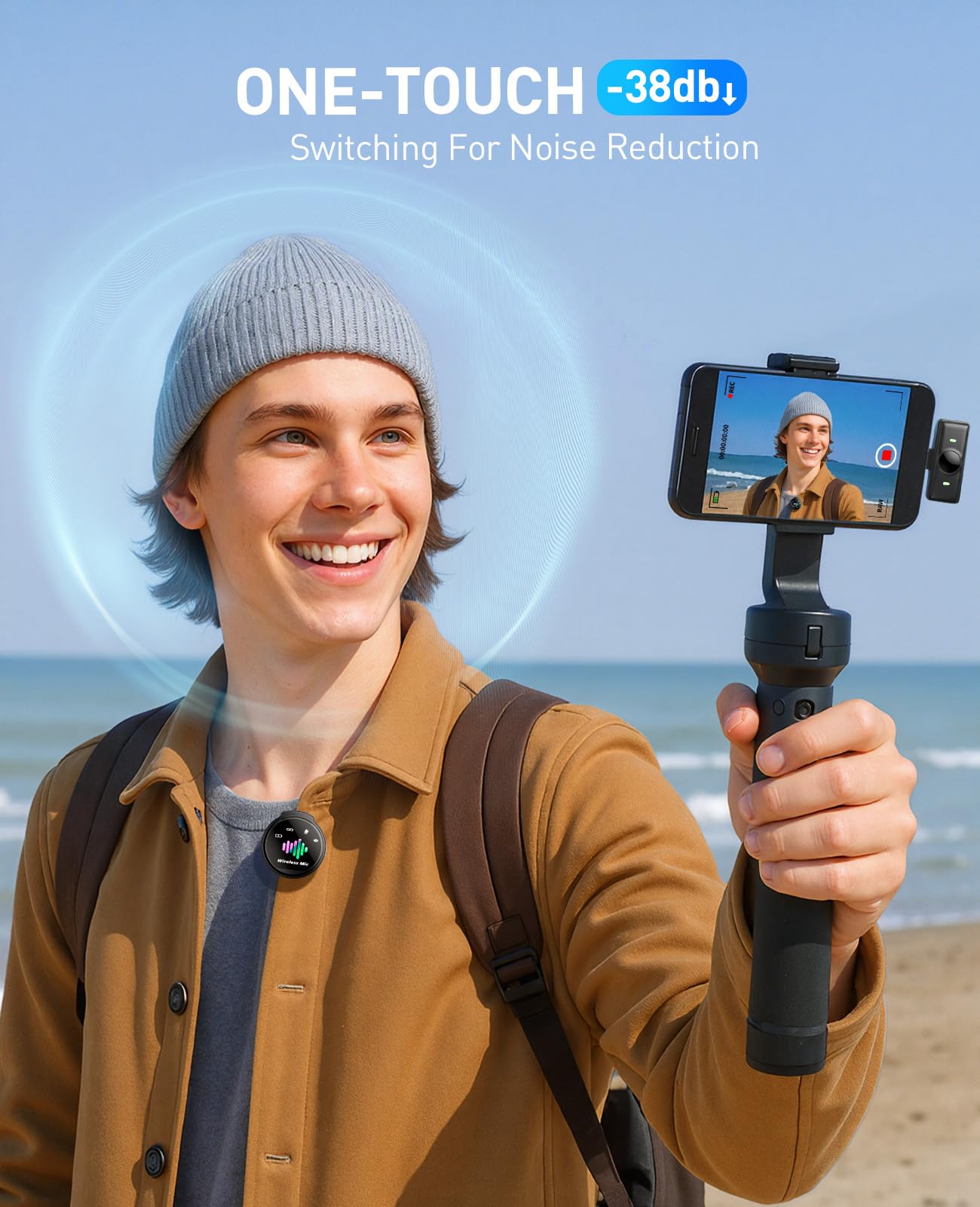Micrófono inalámbrico de solapa Skdwakiz para iPhone y Android, mini micrófonos con estuche de carga: batería de 80 horas, micrófono de solapa con clip magnético para grabación de video 7