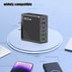 thumbnail image 5 of Cargador USB multipuerto 160W Hub de carga rápida | Enchufe de 6 puertos US 3 USB + 3 Tipo-C, PD25W, QC3.0, 2.4A | PC+ABS Blanco Ignífugo | Protección contra sobrecalentamiento | Viajes compactos,, 5 of 6