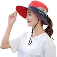 thumbnail image 1 of Sombreros para el sol de ala ancha con protección UV para mujer - Gorra con orificio para cola de caballo de malla de enfriamiento Sombrero de pesca plegable para viajes al aire libre (rojo) brillar Electrónica, 1 of 5