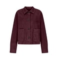 thumbnail image 6 of GUACER Womens Faux Suede Jackets Trendy Button Down Collared Shacket Casual Lightweight Cropped Jackets with Pockets, 6 of 6