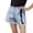 Blue, variant on Women's Casual Drawstring Loose Fit Denim Shorts With Multiple Pockets High Waist Comfortable Stretch Summer Fashion Jeans Shorts For Ladies Super Straight Thick Denim