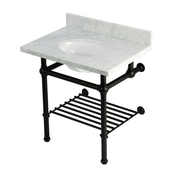 Kingston Brass Kvpb3030mbb-T-Set Templeton 30" Rectangular Brass, Marble Console Bathroom