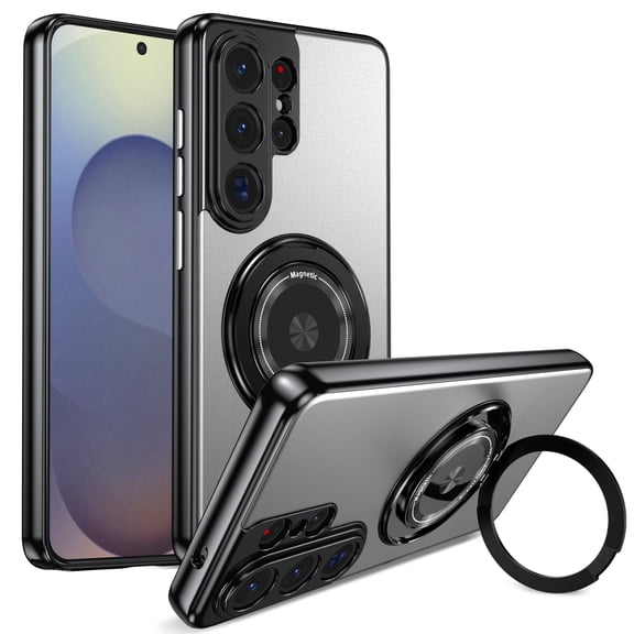 for Samsung Galaxy S26 Ultra Phone Case , Hinge Protection Case with Front Screen Protector 360°Ring Magnetic Kickstand Protective Shockproof Rugged Case for Samsung Galaxy S26 Ultra,Gray