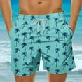 thumbnail image 2 of Iugvhana Men's Swim Trunks Quick Dry Bathing Suit Big & Tall Beach Swimsuits Tropical Floral Hawaiian Summer Shorts Blue M, 2 of 5