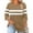 Brown, variant on Womens Smocked Tops 3/4 Sleeve Plus Size Spring Shirts Striped Dressy Casual Fall Crew Neck Tops Striped Blouses for Women 3XL