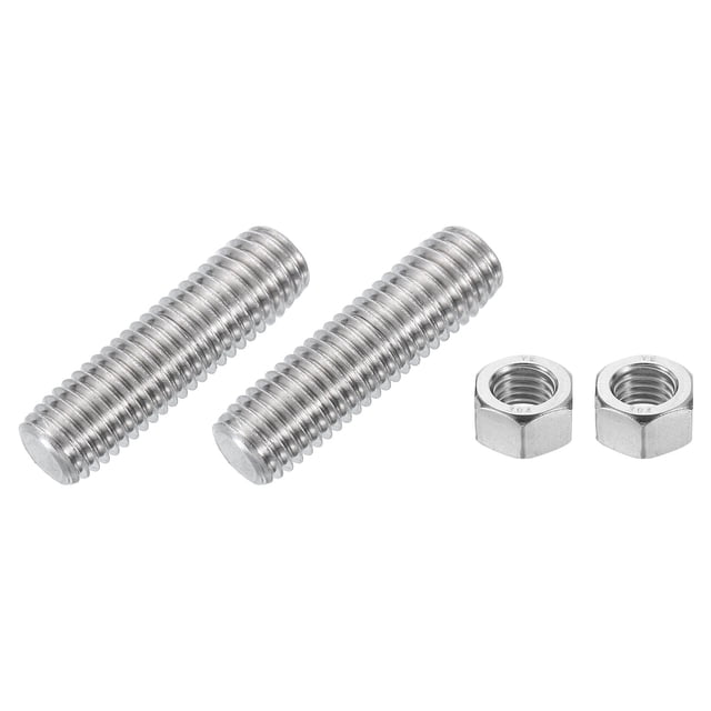 5/8"-11 Fully Threaded Rod, 2Pcs 304 Stainless Steel 2.3" Long Threaded Screw