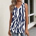 thumbnail image 5 of Iaqnaocc White Tank Top Woman Summer Sleeveless Loose Fit Geometric Print Pleated T Shirts Dressy Casual V-Neck Tops for Women Trendy Shirts Blue S, 5 of 6
