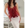 thumbnail image 3 of LMLYSoH Women Summer Mesh Camisole Casual Sequin Embroidery Sheer V-Neck Spaghetti Straps Tank Tops Sleeveless T-Shirt, 3 of 8