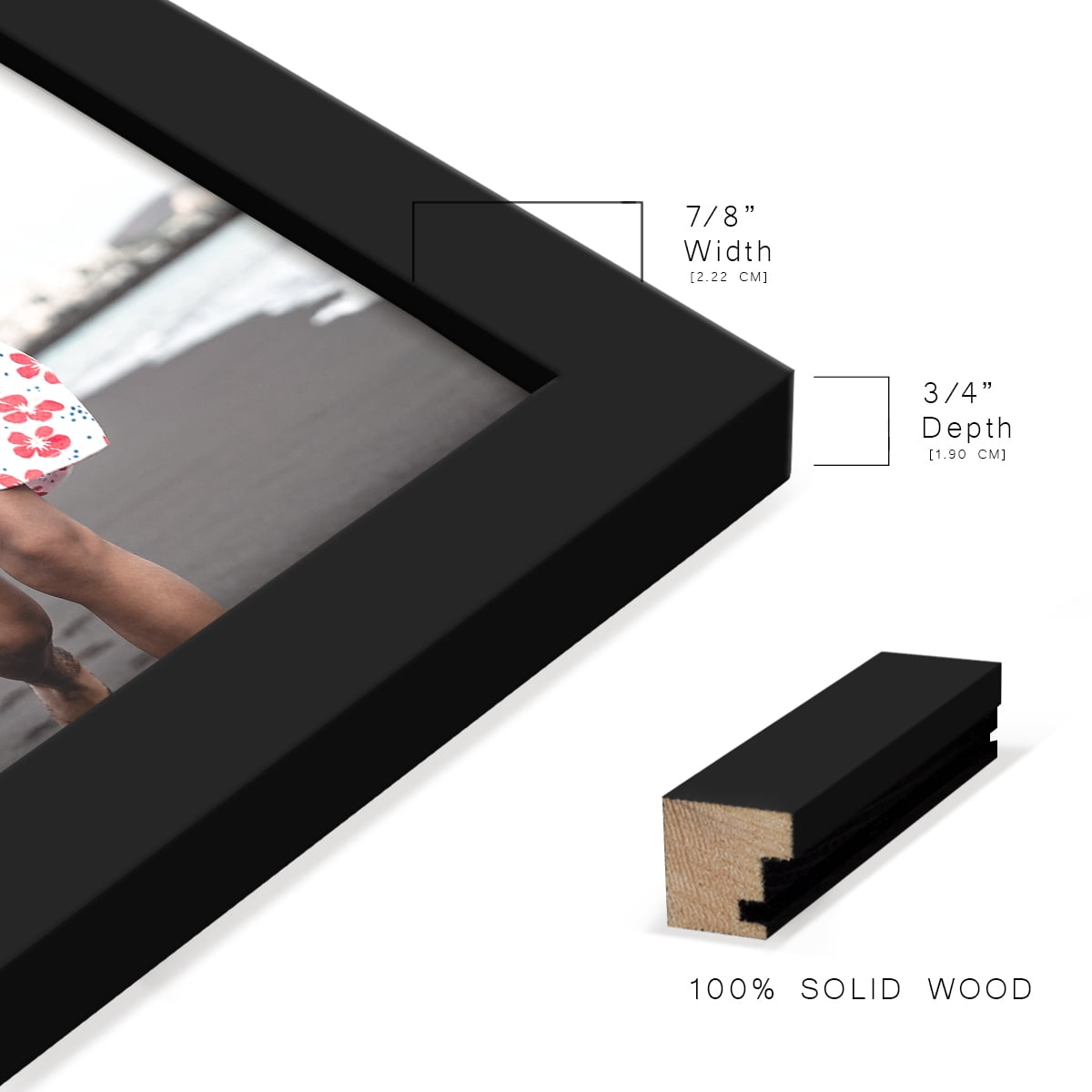 Modern Real Wood 6x8 inch Picture Frame in Black