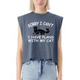 thumbnail image 2 of EcoLoom Sorry I Can't I Have Plans With My Cat Cap Sleeve Muscle Crop Shirt Women Sleeveless Baby Tee, 2 of 5