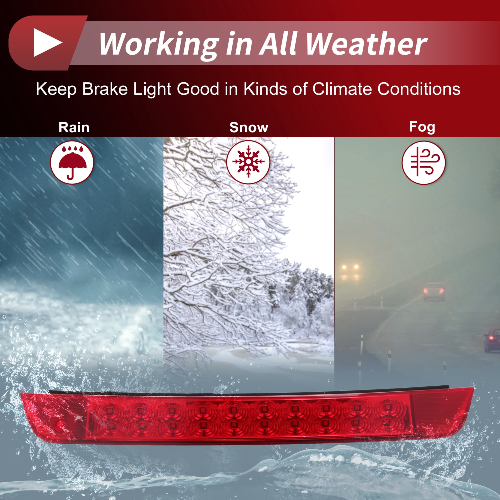 Unique Bargains LED Third Brake Light Red ["for Hyundai Santa Fe 2013-2018 92700-A1000"]